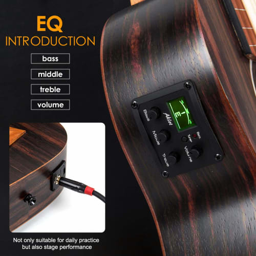 AKLOT Bass Ukulele, 30-inch EADG Bass Ukulele with Soft Case, Strap, and Picks (Ebony Brown)