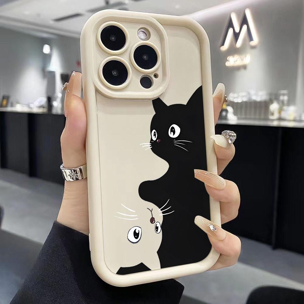 Милый чехол для телефона с черным котом для Xiaomi Redmi Note 14 13 12 12S 11 11S 10 9 Pro Plus A5 A3 14C 13C 12C 10C 9C 4G 5G Мягкий чехол