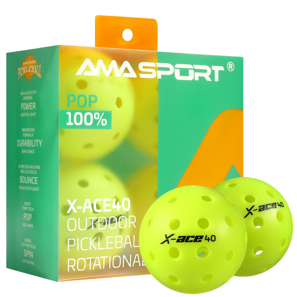 Мячи для пиклбола AMASPORT X-ACE40 Профессиональные Официальные Мячи для Пиклбола с Высоким Отскоком и Высокой Видимостью для Игр на Открытом Воздухе