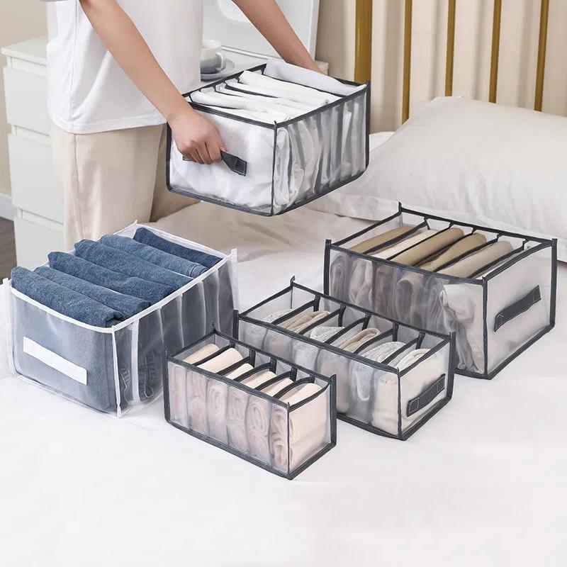Household Underwear and Socks Mesh Storage Boxes Jeans Sorting Storage Boxes Foldable Wardrobe Drawer Organization Artifact