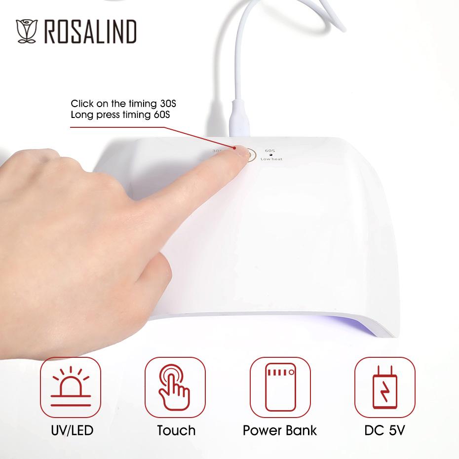 ROSALIND Профессиональный маникюрный набор с лампой для ногтей, набор гель-лаков для ногтей, полный набор инструментов для дизайна ногтей, светодиодная/УФ-лампа