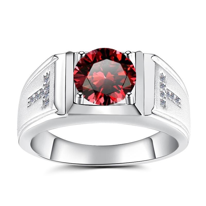 Men's GRA Moissanite Diamond Ring, PT950 Plated, S925 Sterling Silver, Simple Fashion Design.