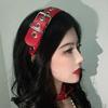 Готический панк кожаная пряжка обруч для волос KC повязка на голову Харадзюку Женская Девушка Темно-черный Панк Хип-хоп Рок Повязки на голову Аксессуары для волос