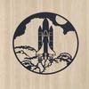 Space Rocket Metal Wall Art Round Rocket Silhouette Sculpture New Iron Art for Living Room/Home Decoration and Modern Wall Decor