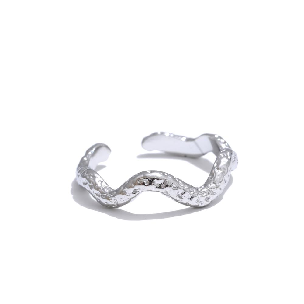 Yhpup Distinctive Stainless Steel Irregular Hammer Metal Geometric Adjustable Ring Wholesale Accessories Attractive Jewelry