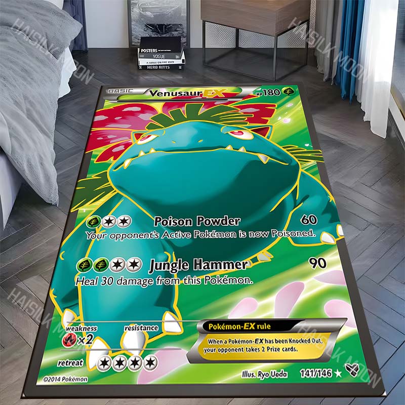 Japanese Classic P-Pokemon Bulbasaur Cards Pattern Carpet for LivingRoom Bedroom Sofa Mat Area Rug Home Decor Play Mat Potdemiel