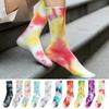 1 пара носков унисекс средней длины с принтом тай-дай, без запаха, тонкие, высокоэластичные, нескользящие, впитывающие пот, не садятся, спортивные, всесезонные, баскетбольные, до щиколотки