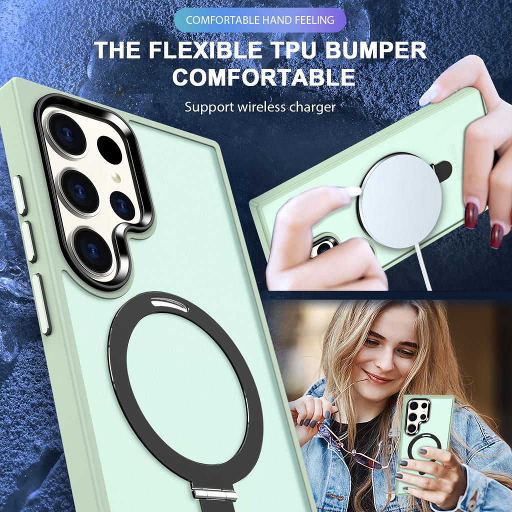 For Samsung Galaxy S23 Ultra Magnetic Case Kickstand PC Phone Cover