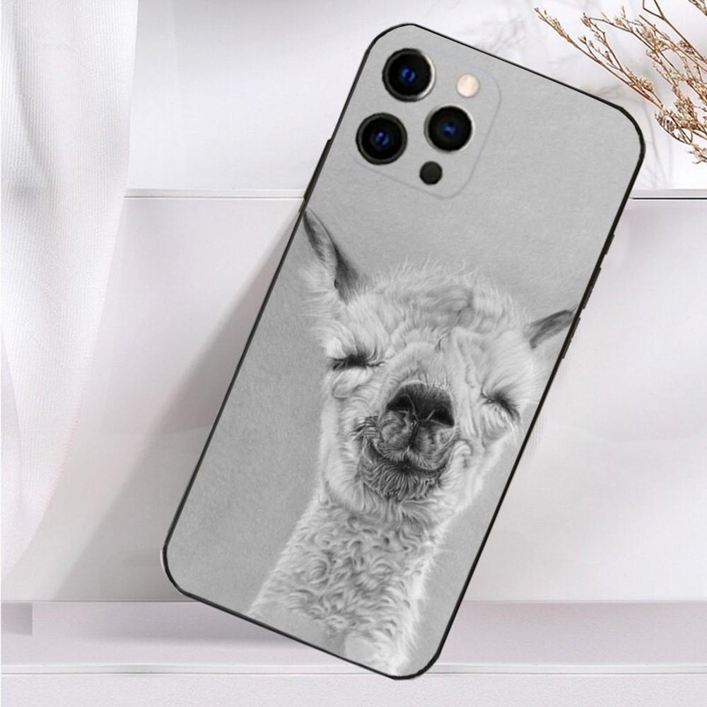 Чехол для телефона Лама Альпака для iPhone 16,15,14,13,12,11 Plus,Pro Max,XS,X,XR,SE,Mini,8,7 Мягкий Силиконовый Черный Чехол