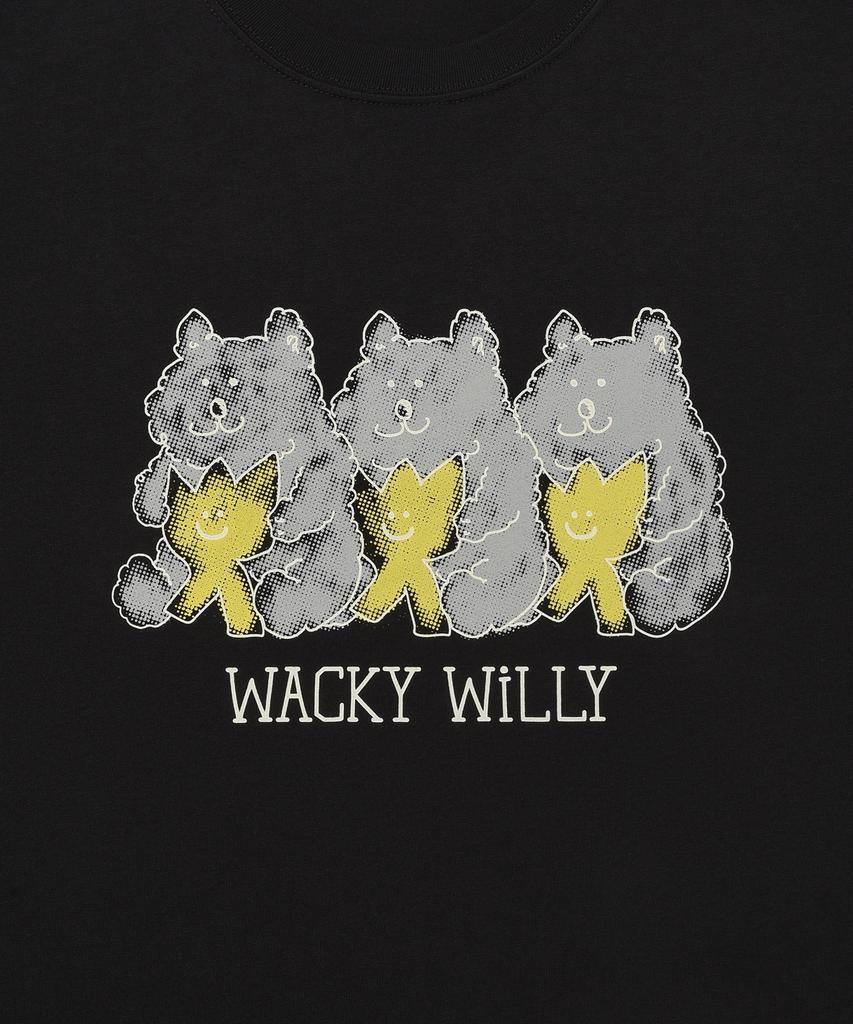 WACKY WILLY Bear Print Short Sleeve T-Shirt Black