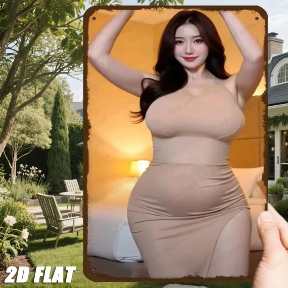 Элегантный силуэт леди Металлическое настенное искусство 8x12 дюймов Всепогодный Для помещений и улицы Кухня Рождественский декор Подарок