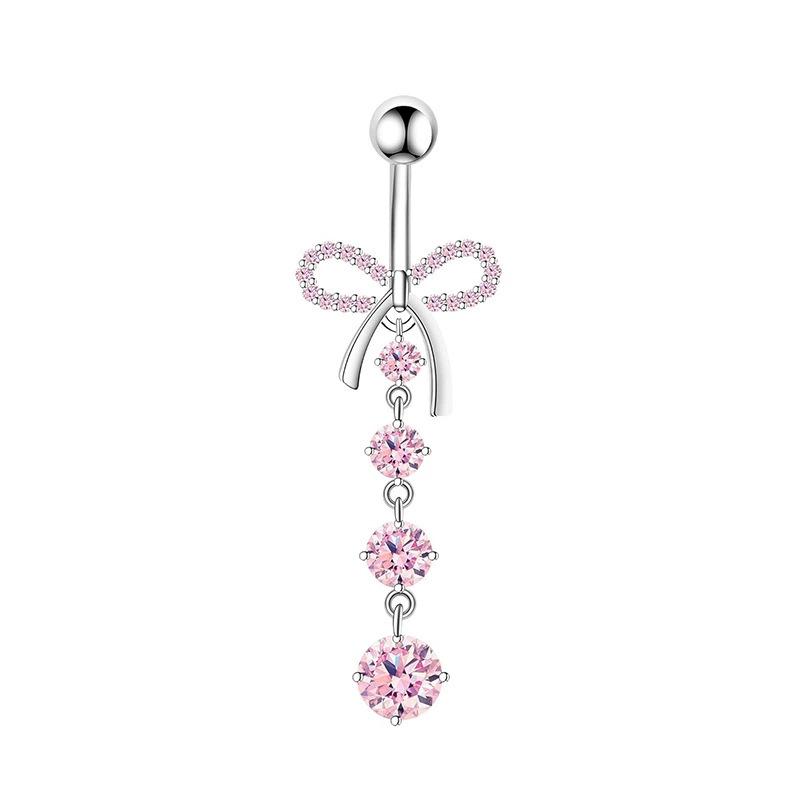 1PCS Pink Crown Belly Button Rings Jewelry Stainless Steel Heart Navel Piercing Barbell Crystal Cute Belly Rings For Women Girls