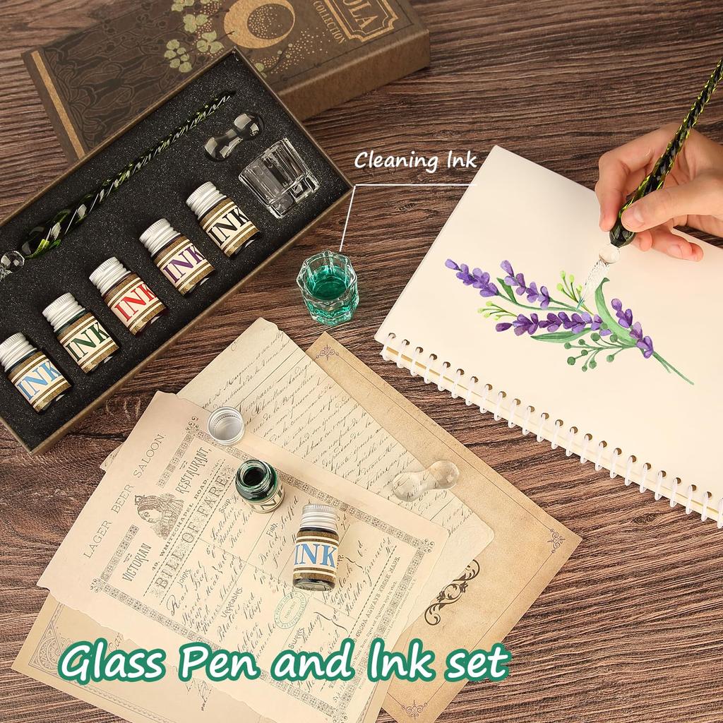 Mancola Glass Pen 5 цветов из 1 Signature Fountain Box Starry Signature Picture Dip Pen Set, Ink, Pen, Pen, Pen, Included, Sky, Rainbow, Pen, Drawing,