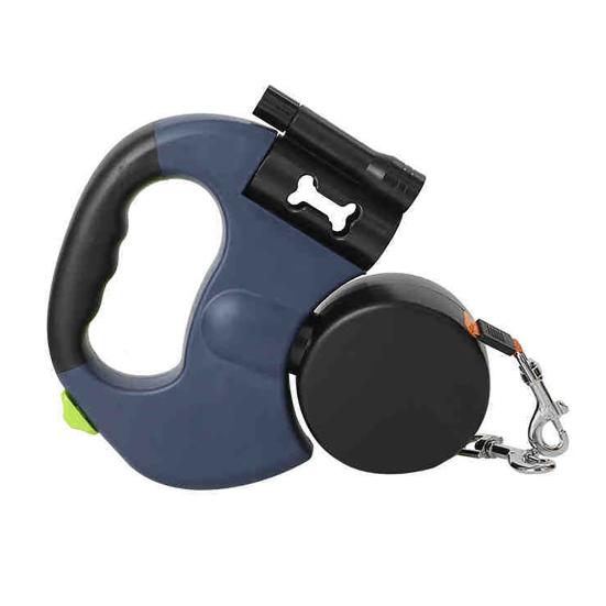 Двойной выдвижной поводок для собак Сверхпрочный Двуглавый поводок для собак с вращающимся на 360 градусов вертлюгом и светодиодной подсветкой для маленьких, средних и крупных собак
