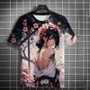 Men's T-shirt 3D Printed Anime Goddess Back Tattoo Print T-shirt Casual Loose Short Sleeved T-shirt Men's Home Y2k Clothing Tops