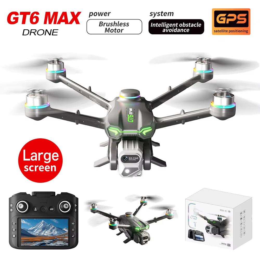 2025 Новый RC Дрон GT6MAX HD Двойная Камера GPS Умный Возврат 5G WIFI FPV Обход Препятствий Бесколлекторный Складной Управление Экраном Квадрокоптер Игрушка Подарок