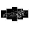 Настенная живопись на холсте, современные картины, украшения дома, плакаты, 5 панелей, черно-белый суперспортивный автомобиль для гостиной, HD-печать, без рамки, без рамки