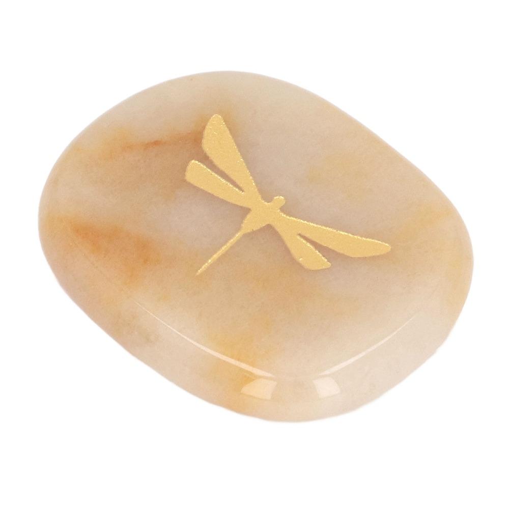Lightweight Thumb Worry Stone Gold Dragonfly Carving Massage Stone Balance Stone  Stress Relief