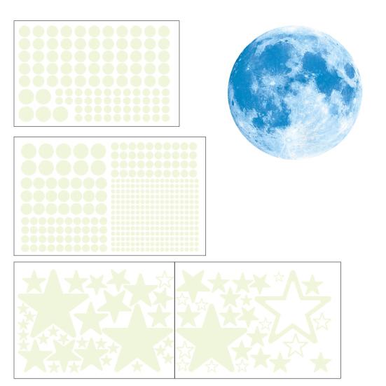 Светящиеся в темноте наклейки на стену со звездами и луной, простые в установке, реалистичные светящиеся наклейки на стену, создающие романтическую атмосферу