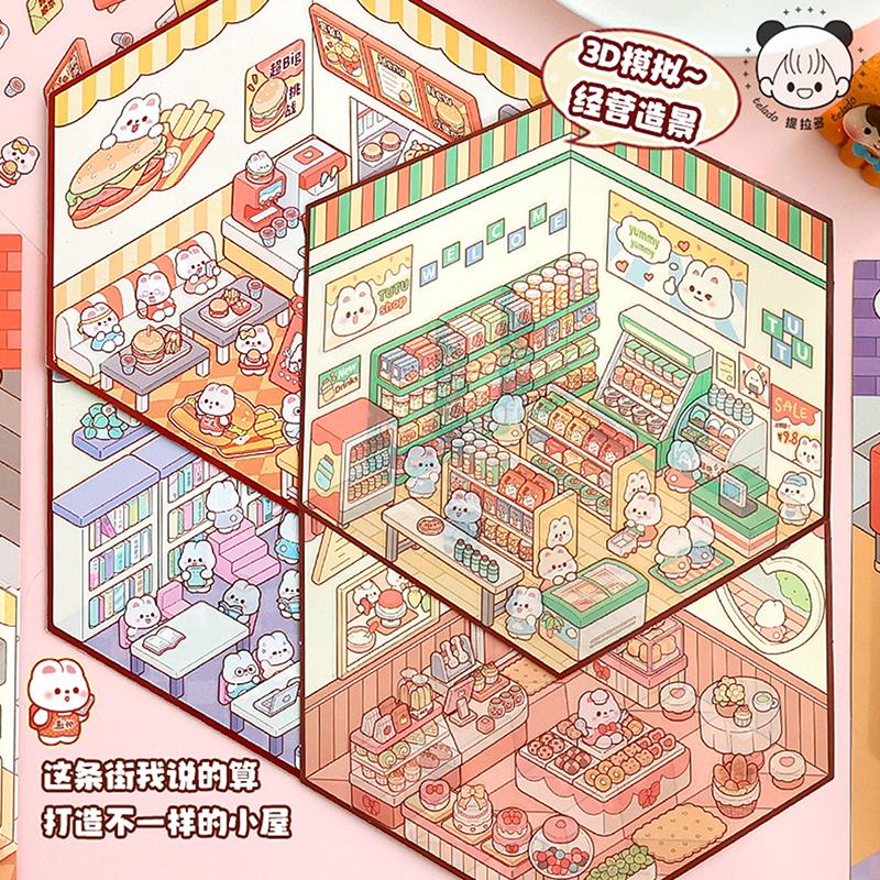 1 набор мультяшных карманных кабинок для бизнеса, сцен для укладки и склеивания, сделай сам, 3D-наклейки, праздничный подарок на день рождения, Рождество для ребенка, студента