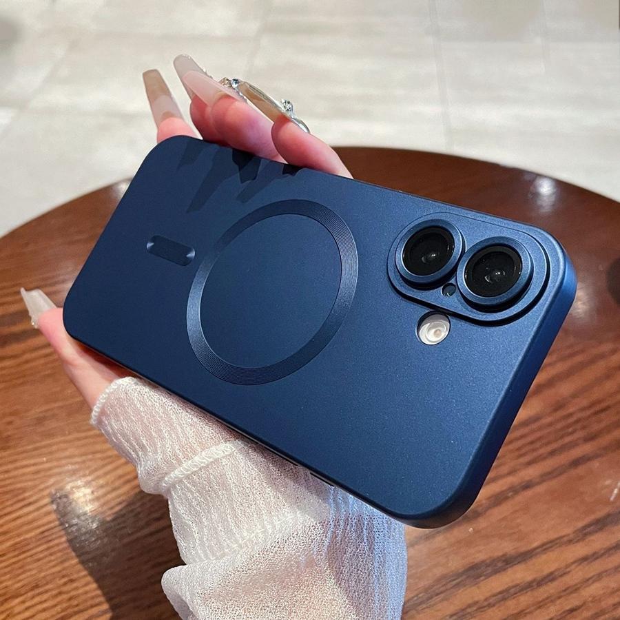 Магнитный чехол для iPhone 16 15 14 13 12 11 Чехол для телефона Матовый роскошный мягкий металлический блестящий дизайн с защитой объектива камеры Совместим с чехлом Magsafe