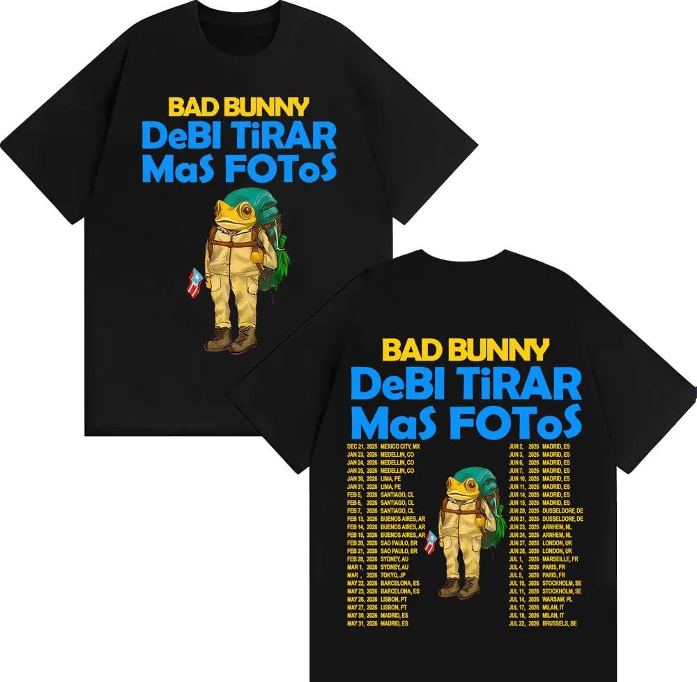 Rapper Bad Bunny Debi Tirar Mas Fotos DTMF Album Tshirts Men Women Vintage Cartoon Fashion Short Sleeve T Shirt Streetwear