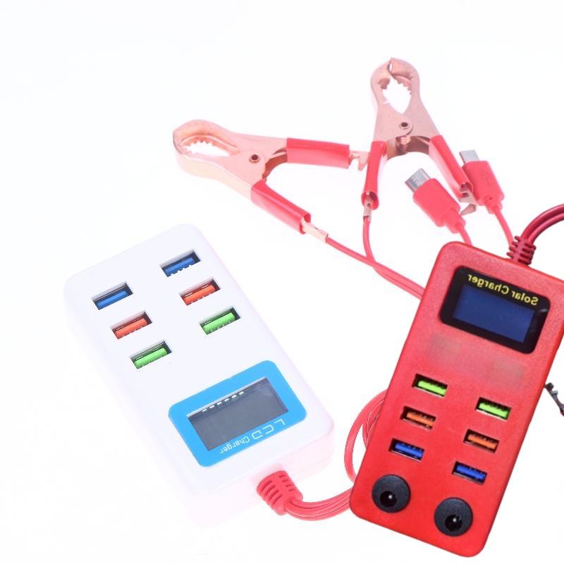 1 шт. Универсальное 6 USB с ЖК-дисплеем, зажим, 12-24 В, многофункциональное зарядное устройство с зажимом для мобильного телефона, быстрая зарядка, аксессуары для DIY
