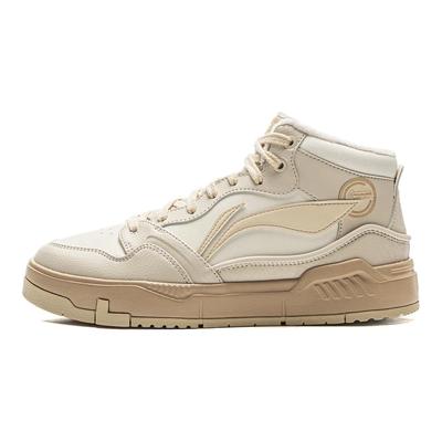 Li Ning Common 80s Mid Флис Ретро Мода Универсальные Прочные Легкие Высокие Кеды Женские кроссовки Коричневые AGCV408-2