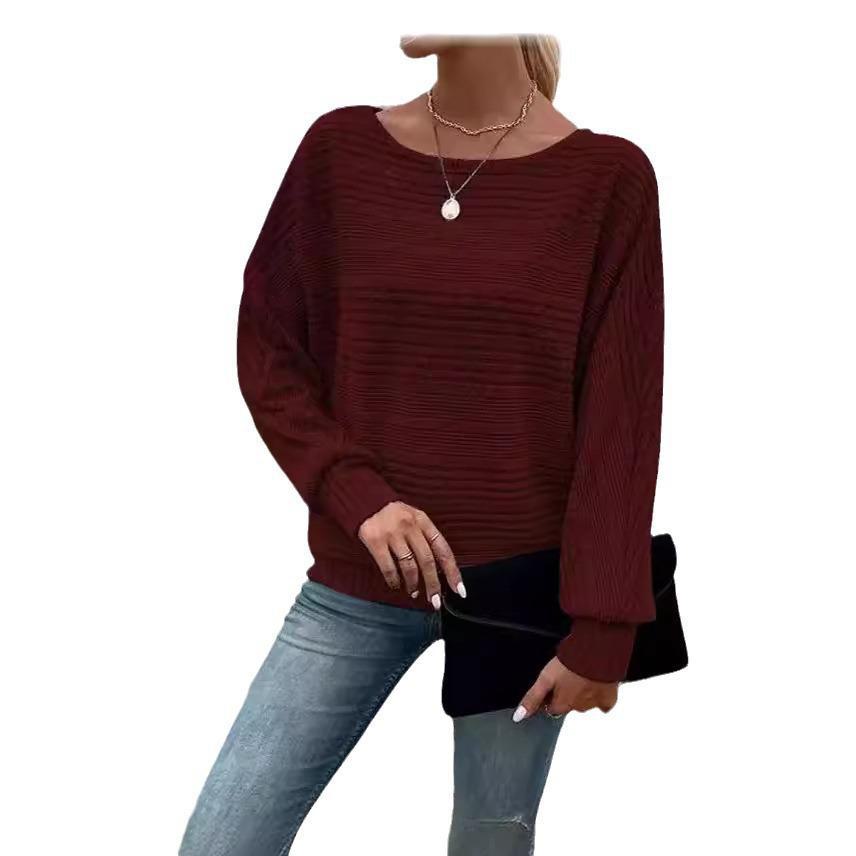 Женский повседневный однотонный свитер с длинным рукавом и круглым вырезом