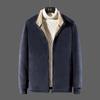 Men's Winter Stand-up Collar Warm Jacket Lined with Fleece Solid Color Casual Cardigan Zipper Casual Warm Tops