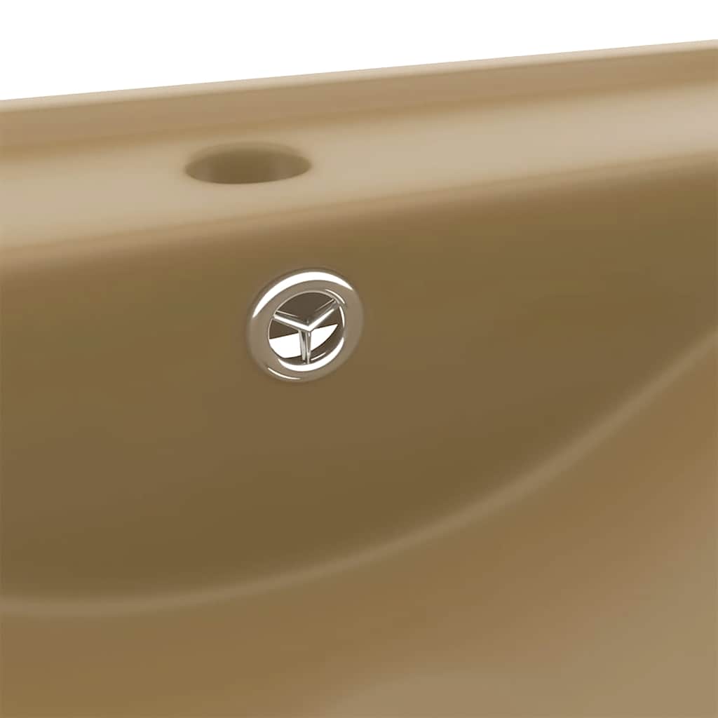 Luxury Wash Basin with Faucet Hole Matte Cream 60x46 cm Ceramic