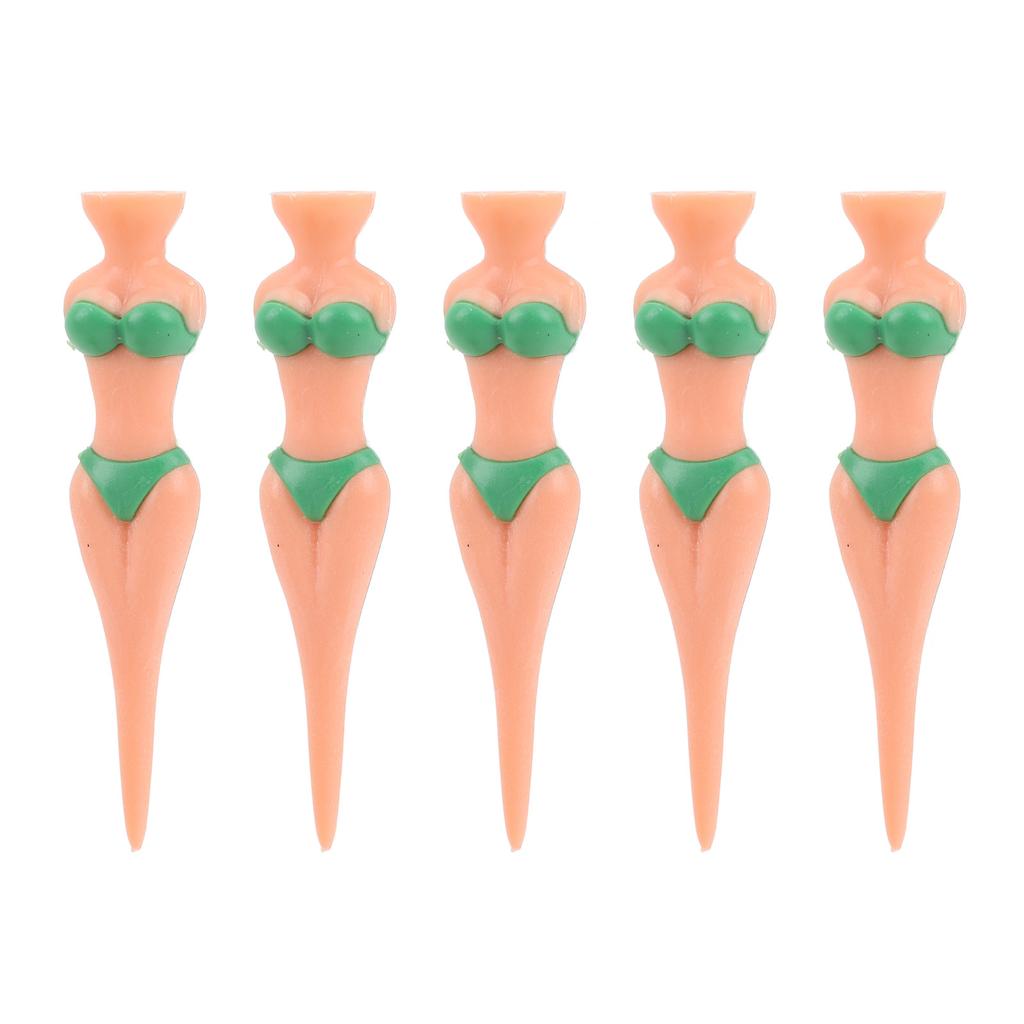 5 шт. пластиковых гольф-ти с противоскользящим покрытием, ти для гольфа с изображением девушки в бикини для тренировок по гольфу, зеленый