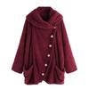 Женская модная повседневная плюшевая однотонная куртка с высоким воротником и длинными рукавами и карманами на пуговицах