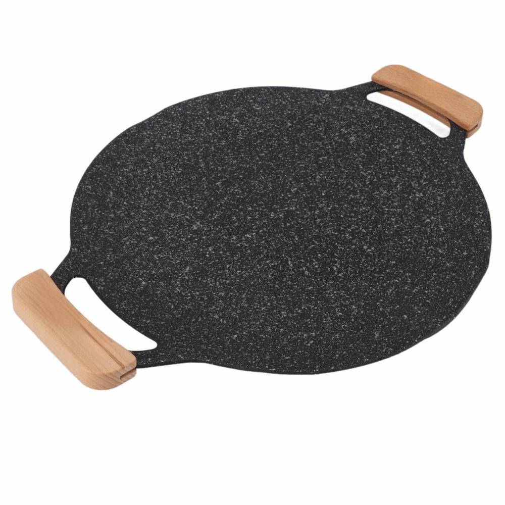Black Korean Grill Pan Stone Coating Cooking Plate Easy to Clean BBQ Griddle Tabletop BBQ