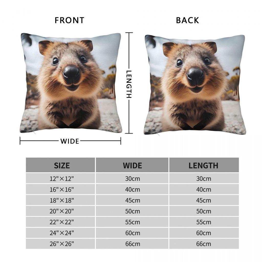 Quokka Adorable Wildlife Square Pillowcase Polyester Linen Velvet Printed Zip Decor Room Cushion Case