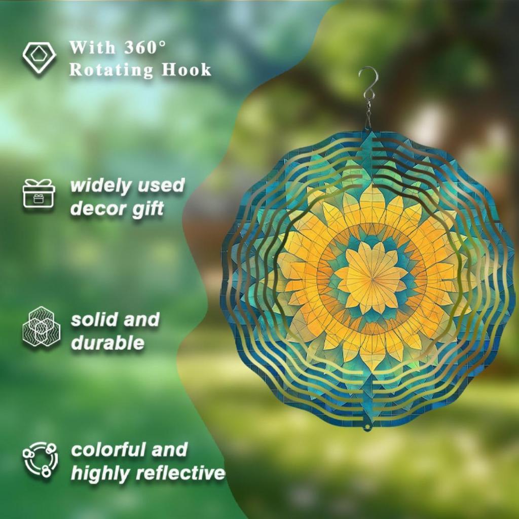 25.4 Cm Metal Wind Chime with 360 Rotating Hook Dainty Hanging Decor for Patio Garden Spring Summer Fall Winter Gift