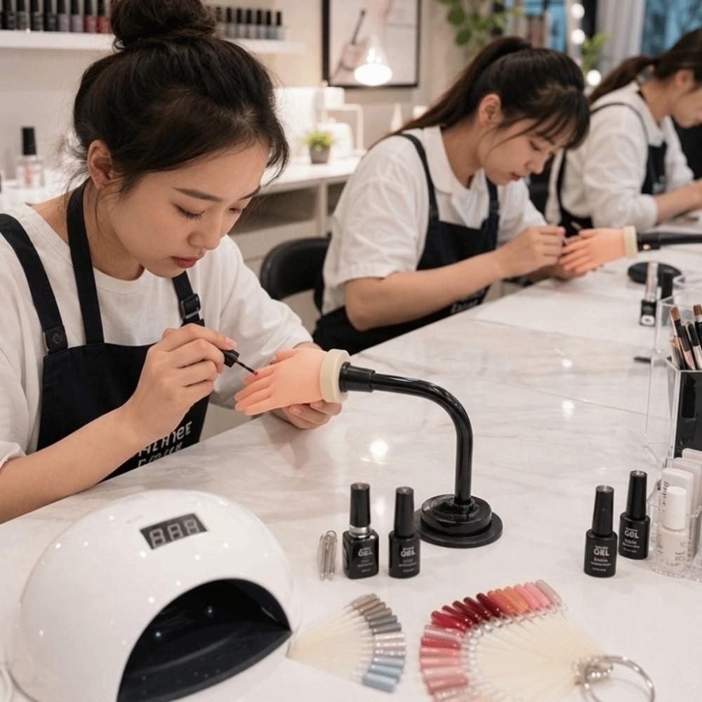 1 Set Magnetic Nail Art Practice Hand Bendable Nail Art Model Hand with Stand Nail Training