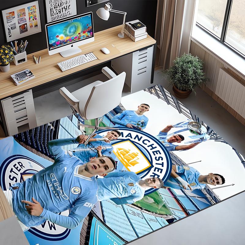 Football team City FC Pattern Rug, Indoor/Outdoor Mat, for Picnic, Gameroom, Bedroom, Office, Living Room, Home Decor Carpet, Birthday Gift