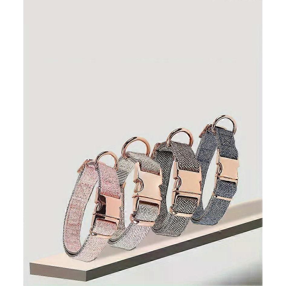 Elegant Style Twill Fabric Pet Collar With Rose Gold Buckle, Multiple Colors And Sizes AvailablePet Leashes