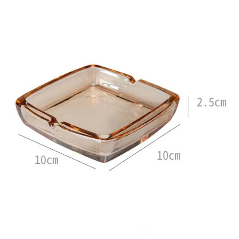 Classic Square Crystal Glass Ashtray for Men and Women, Transparent Smoke Cup, Creative Home Bar, Living Room, Simple Factories