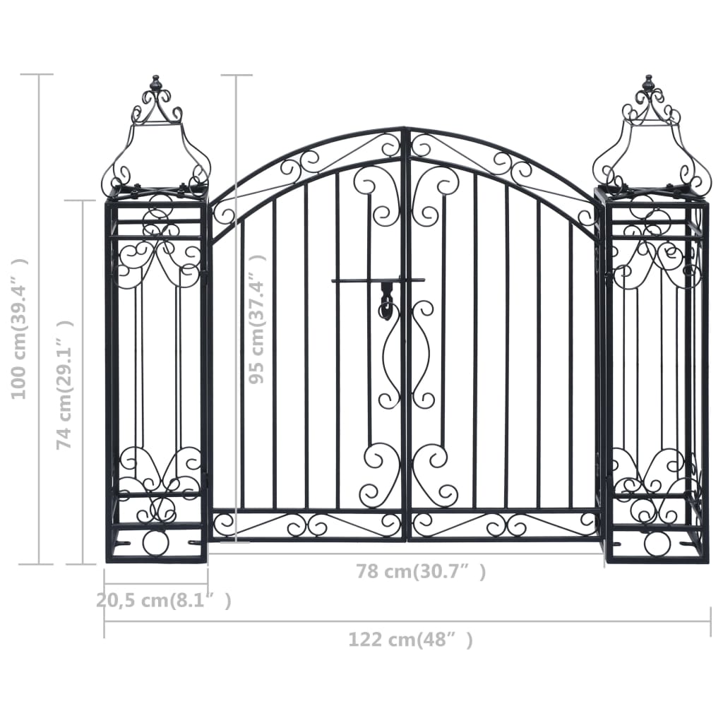 Decorative Garden Gate Wrought Iron 122 * 20.5 * 100 cm