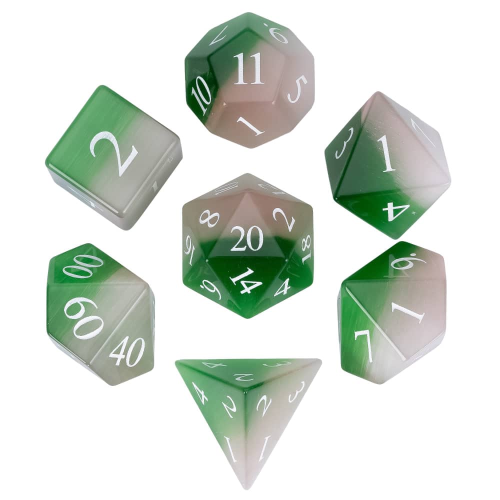 Набор полиэдрических костей Cusdie 'Кошачий глаз' D4-D20, ручная работа, с кожаным футляром для настольных RPG