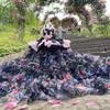 Luxury High-end Black Pink Roseflower Pet Dog Clothes Handmade Long Tail Princess Dress For Small Medium Dog Photography Skirts