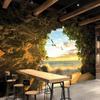 Modern Photo Wallpaper Cave Seaside Scenery Mural Wall Paper Restaurant Cafe Dining Room Backdrop Wall Mural Decor