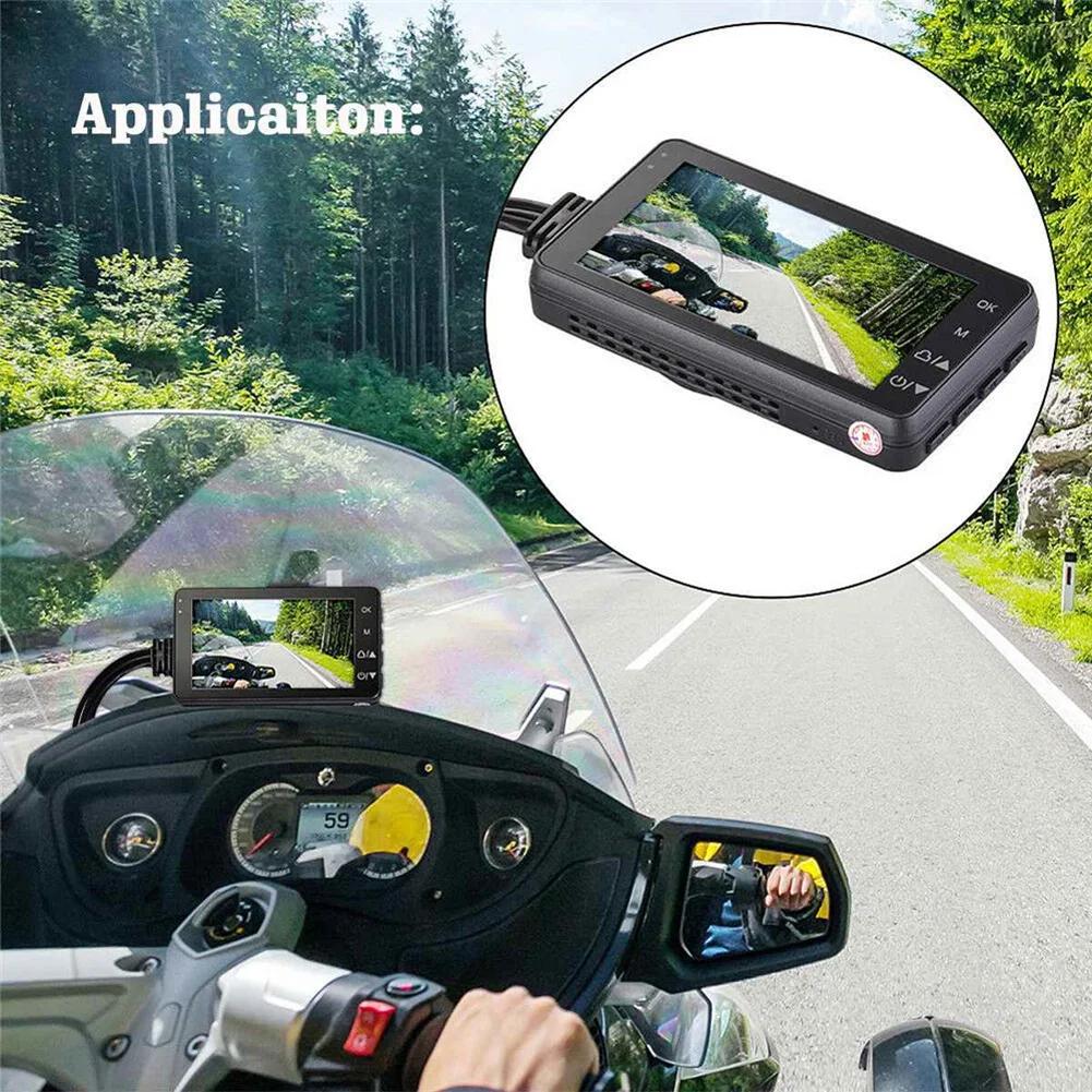 2025 New Motorcycle 3 Inch DVR HD Screen Motorcycle Driving Recorder Front and Rear Camera Dual Video Loop Recording IP65 Waterproof