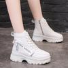 Autumn High Platform Boots 8CM High Heels Women Thick Sole Ankle Shoes Leather Wedge Sneakers Keep Warm Winter Plush Boots2024