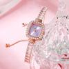 Fashion Diamond Inlaid Square Zircon Watch Exquisite Chain Bracelet Watches Women Free Adjustment Pulling Quartz Watches Reloj