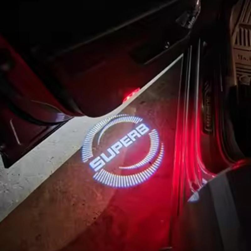 LQLT3 2PCS Car Door Welcome Lamp LED Project Ghost Logo Light For Skoda Superb 2012 2013 2014 - 2023 2024 Car Accessories