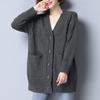 Plus Size Women's Sweater Autumn Winter Knitted Cardigan V-neck Loose Knitwear Jumpers Basic Sweaters