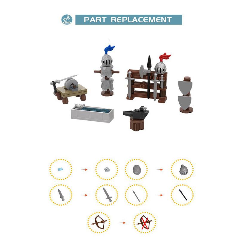 Building Block Weapons Equipment Accessories Set Medieval Castle Blacksmith Shop Assembly Toys